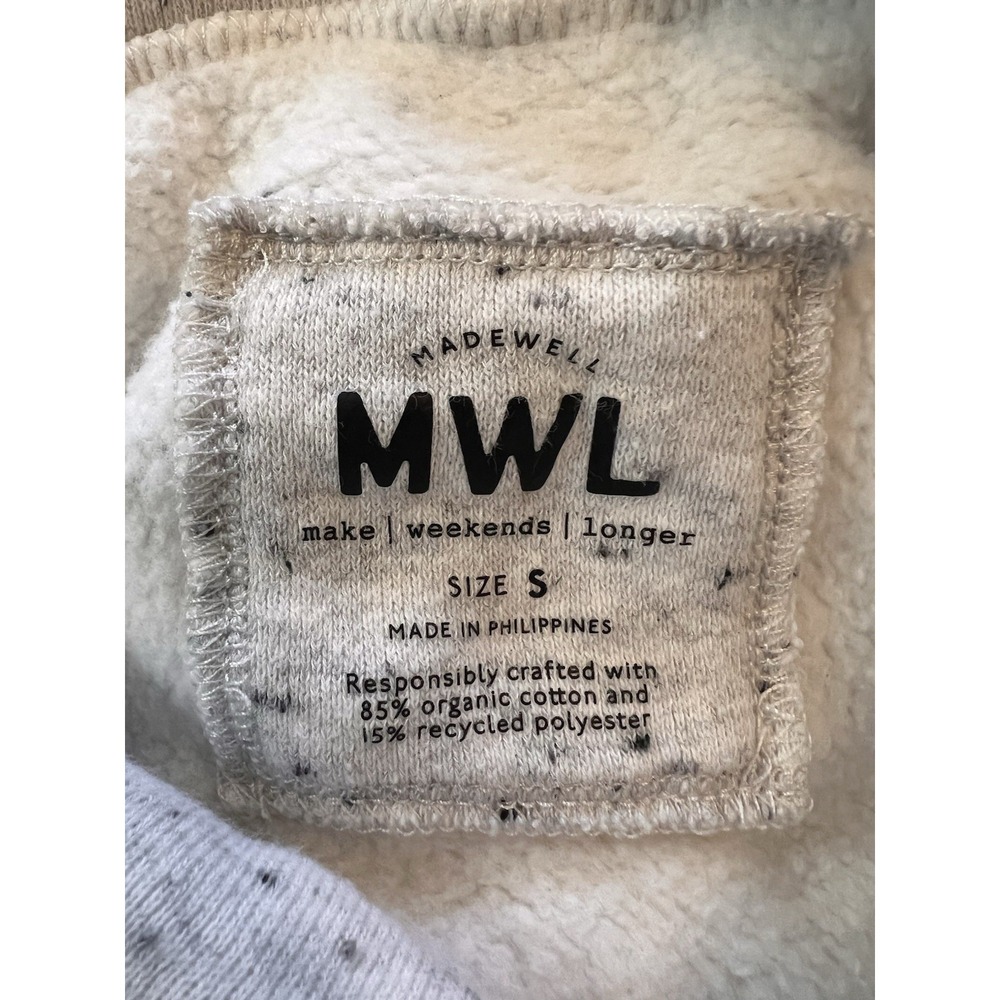 Madewell MWL Gray Crop Long Sleeve Sweatshirt Organic Cotton Sweater Sz Small - Picture 7 of 8